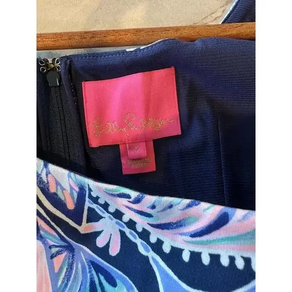 Lilly Pulitzer Laurent Dress High Tide Navy Holy Flockamolie Women’s size 2 - Picture 7 of 13